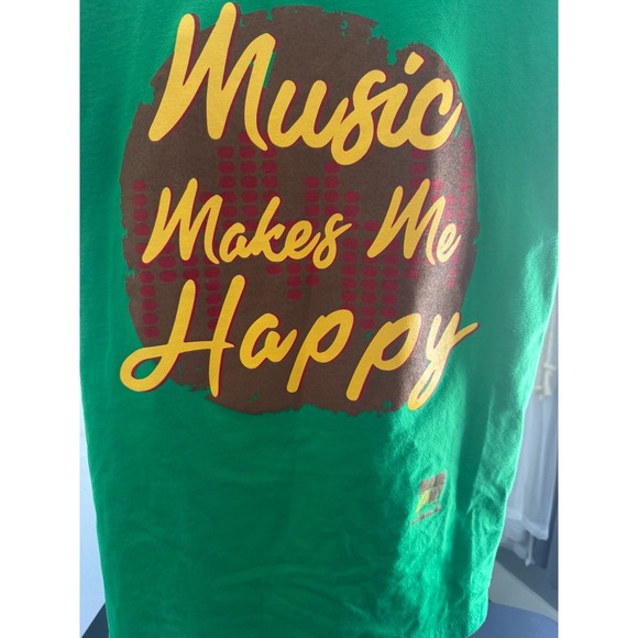 Made NY Green Music Makes Me Happy Graphic T-Shirt Small - Picture 5 of 5